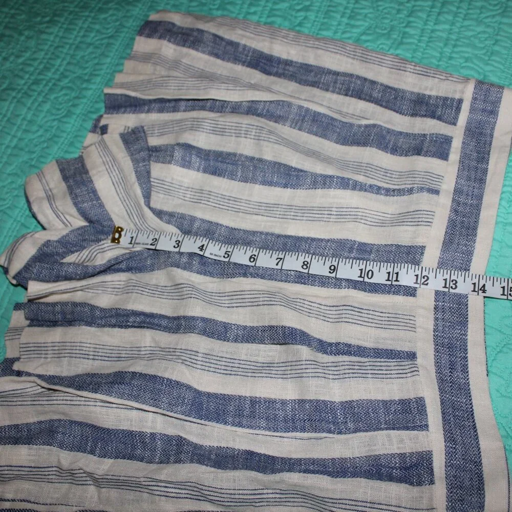 Alice & Olivia Womens Linen Blend High Waist Shorts Blue Striped Size 14 NWT - Picture 8 of 9